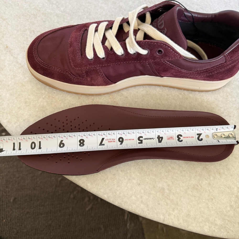 Prada Milano 2EE364 Men Maroon Suede Low Top Downtown Sneakers shoes UK 8 - Picture 14 of 15